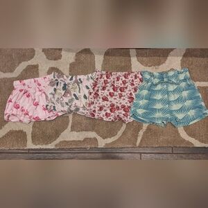 Kate Quinn Kids Floral and Flamingo Shorts Set - Pink, Red, Blue